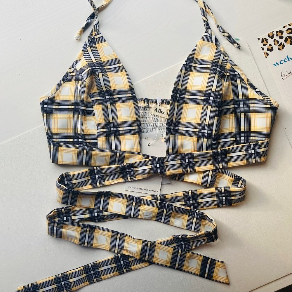 Check Wrap Around Halter Top